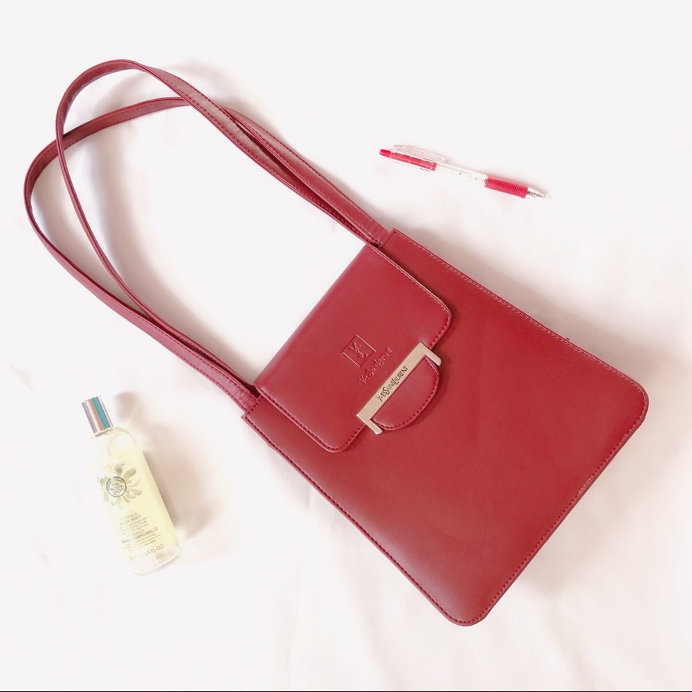 YSL Yves Saint Laurent Wine red Leather Baguette
